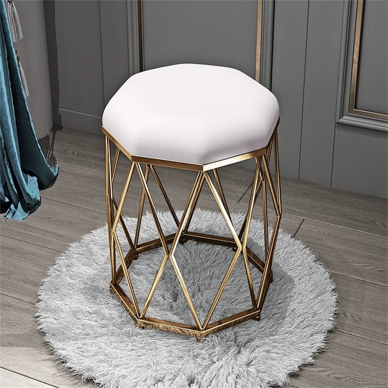 Vanity Stool Chair for Living Room - White