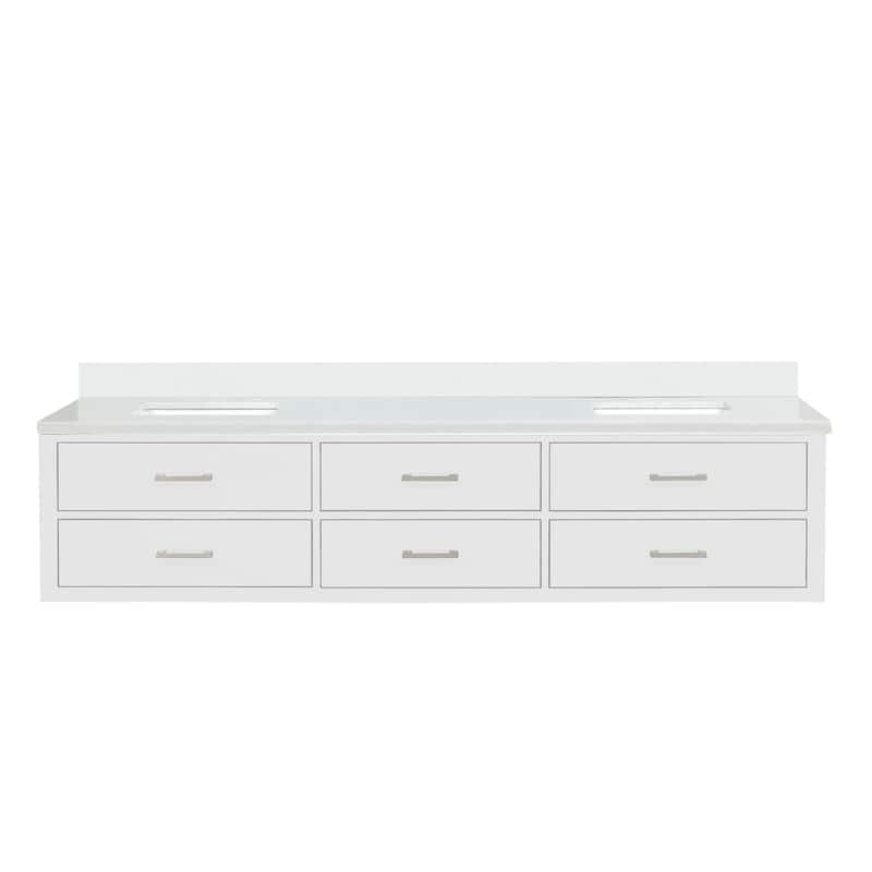 Castor 60 in W x 22 in D Black Double Bath Vanity and White Quartz Top - 84 - White