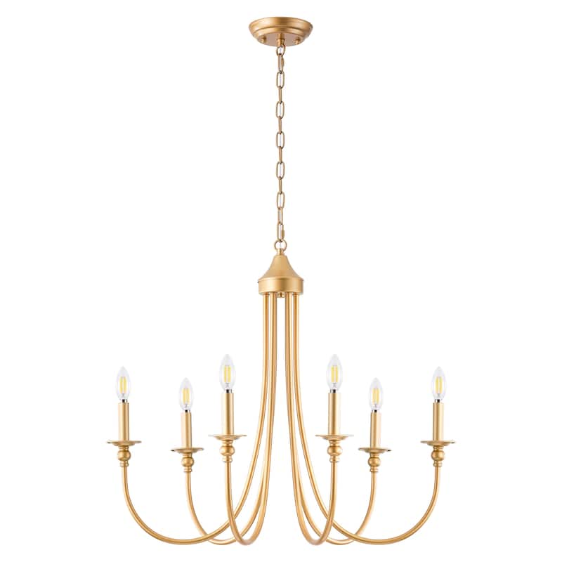 6-Light Farmhouse Antique Candlestick Dining Room Chandelier Fixture