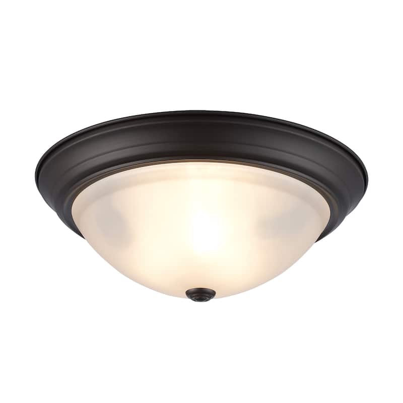 Trans Globe Lighting 3 Light 15" Flush Mount Round Ceiling Fixture - Rubbed Oil Bronze
