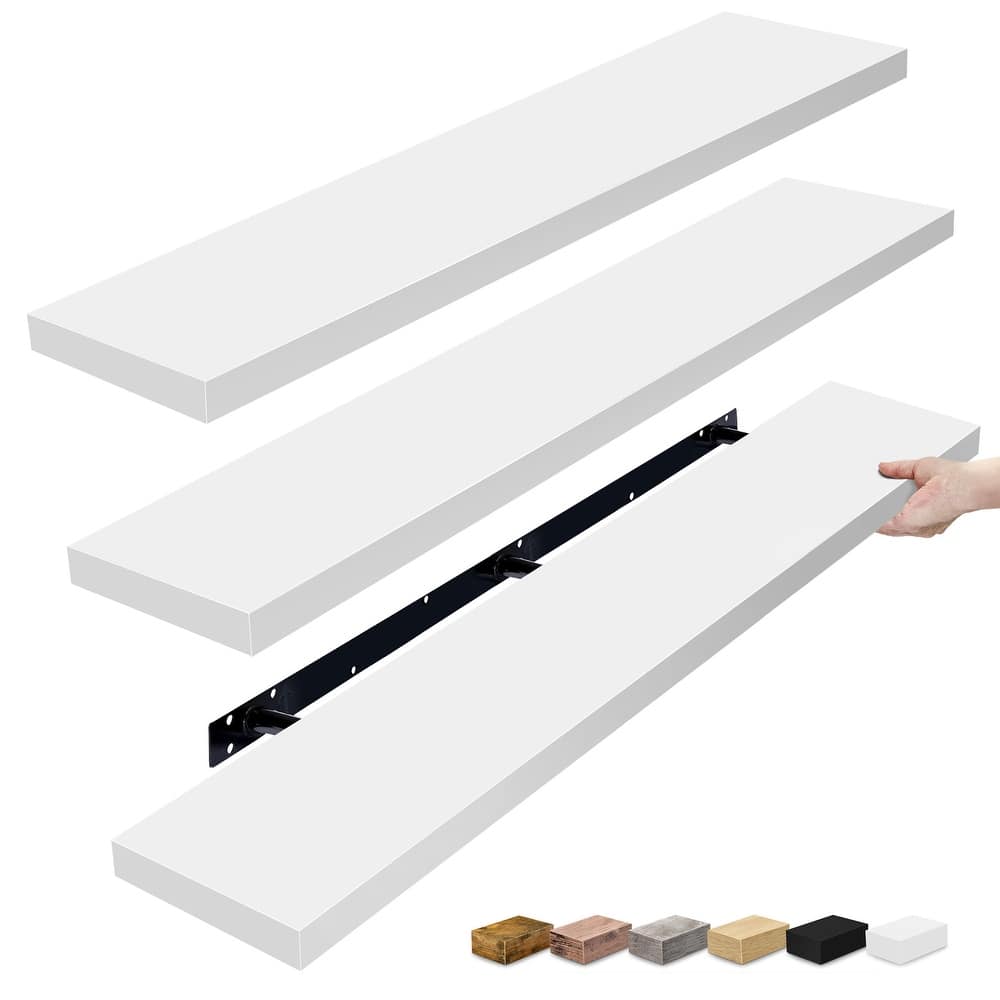 Sorbus Floating Shelves for Wall - 55 Inch Extra-Long Bathroom Shelves- Mounted Floating Shelf with Hidden Brackets (3 Pack)