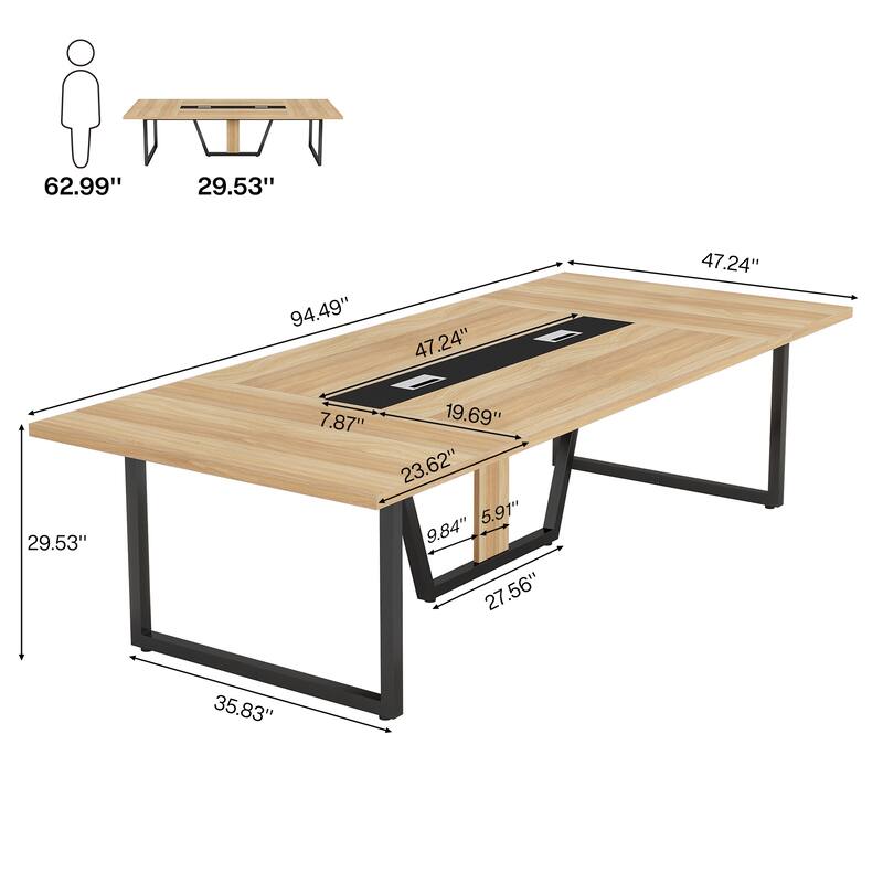 8FT Conference Table, Large Meeting Table for 10 People, Easy Assembly