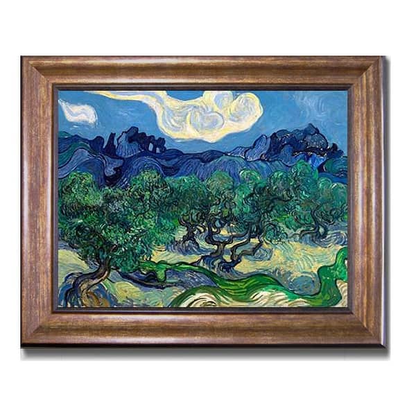 slide 1 of 1, Olive Trees by Vincent Van Gogh Bronze-Gold Framed Canvas Art (22 in x 28 in Framed Size)