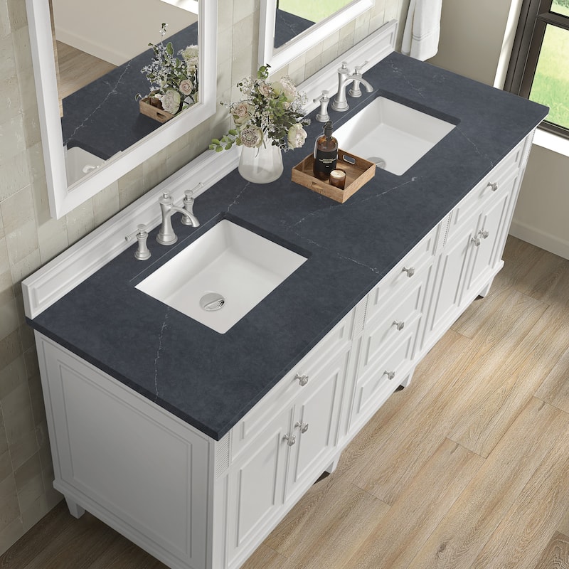 James Martin Vanities Lorelai 72" Double Vanity, Bright White - Charcoal Soapstone