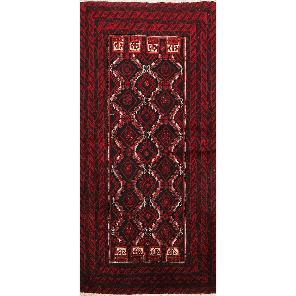 Traditional Geometric Persian Balouch Area Rug Wool Hand-knotted - 3'4" x 6'0"
