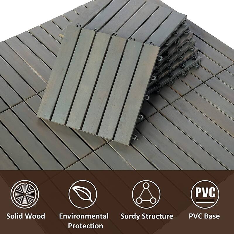 MCombo Deck Tiles 12"x12" 10Pcs, Acacia Wood WF01/02/22/33/44