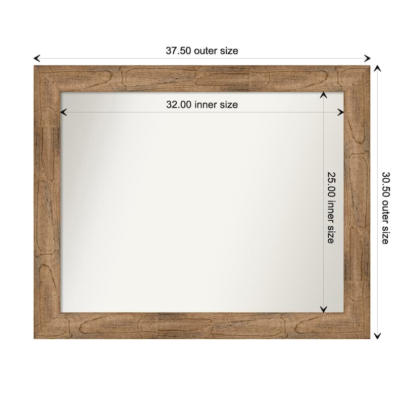 Owl Brown Framed Non-Beveled Custom Wall Mirror, Bathroom Vanity Mirror - Outer Size: 37.5 x 30.5