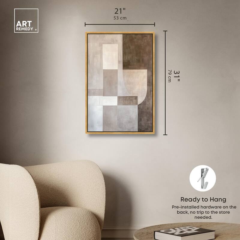 Neutral Tone Blocks I Canvas by Art Remedy