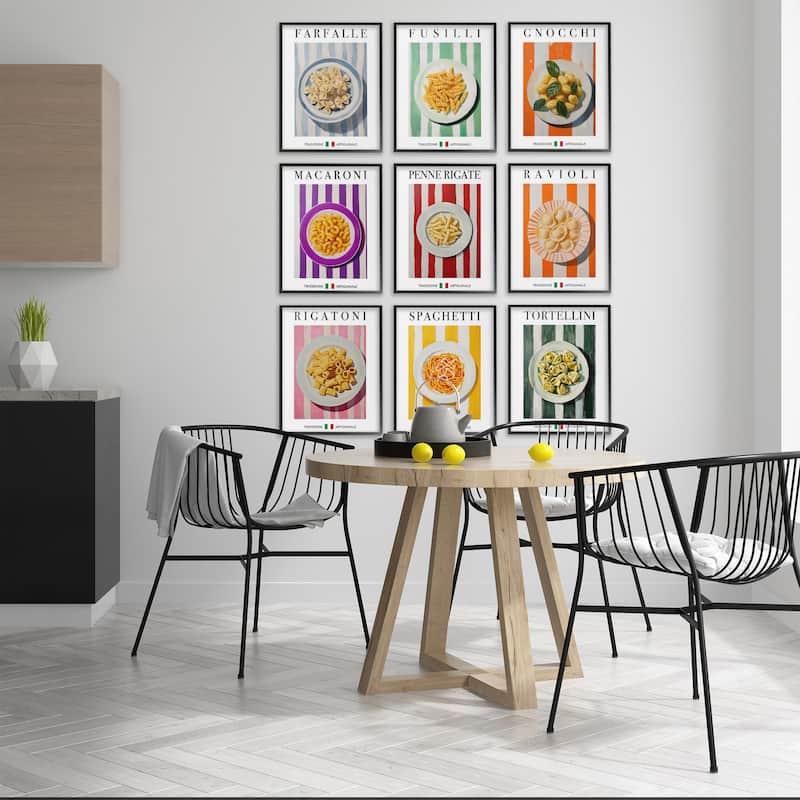Stupell Traditional Pasta Plates Cuisine Framed Giclee Art Design By Andreas Magnusson (Set of 9)