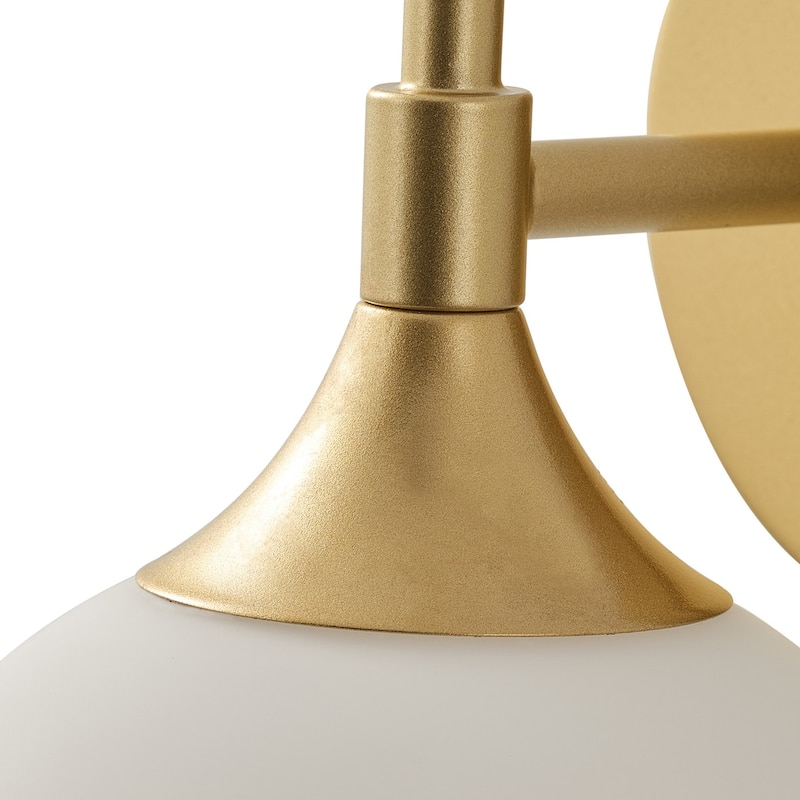 Modern Painted Gold 1-Light Wall Sconce with Milk White Globe Glass Shade
