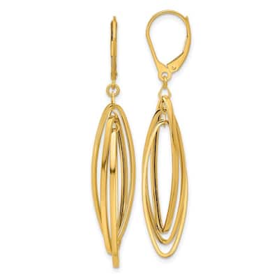 Curata 14k Yellow Gold Polished Oval Twisted Guardian Angel Leverback Earrings - 54x9.5mm