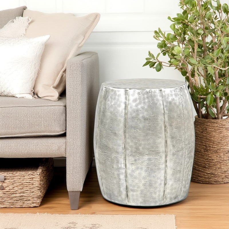 GDFStudio - Vanora Accent Table with Drum Style Aluminum Body - 20.1" - Silver