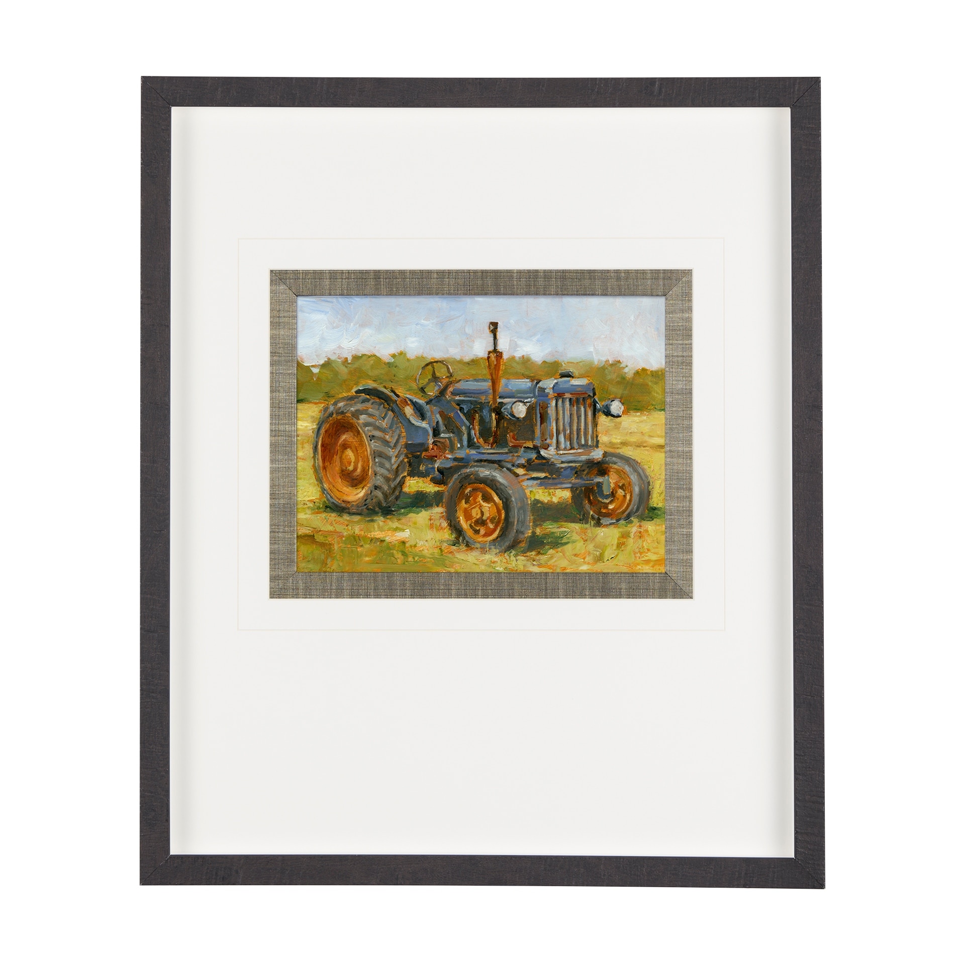 Mercana Rustic Tractors III by Mercana Studio Hand Embellished Textured Framed Art Print Matted under Glass