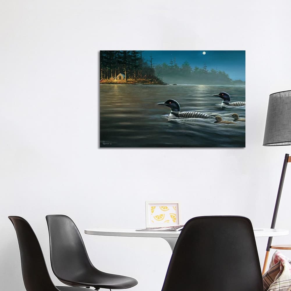iCanvas "Moonlight Cruise Loons" by Anderson Art Canvas Print