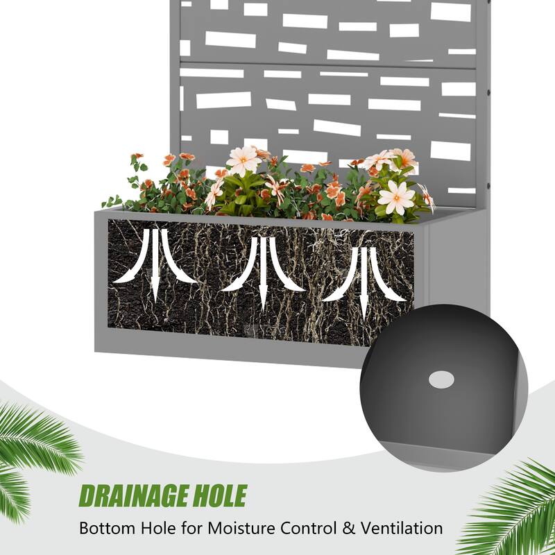 Raised Garden Bed Planter with Trellis Movable Planter Box with Lockable Wheels