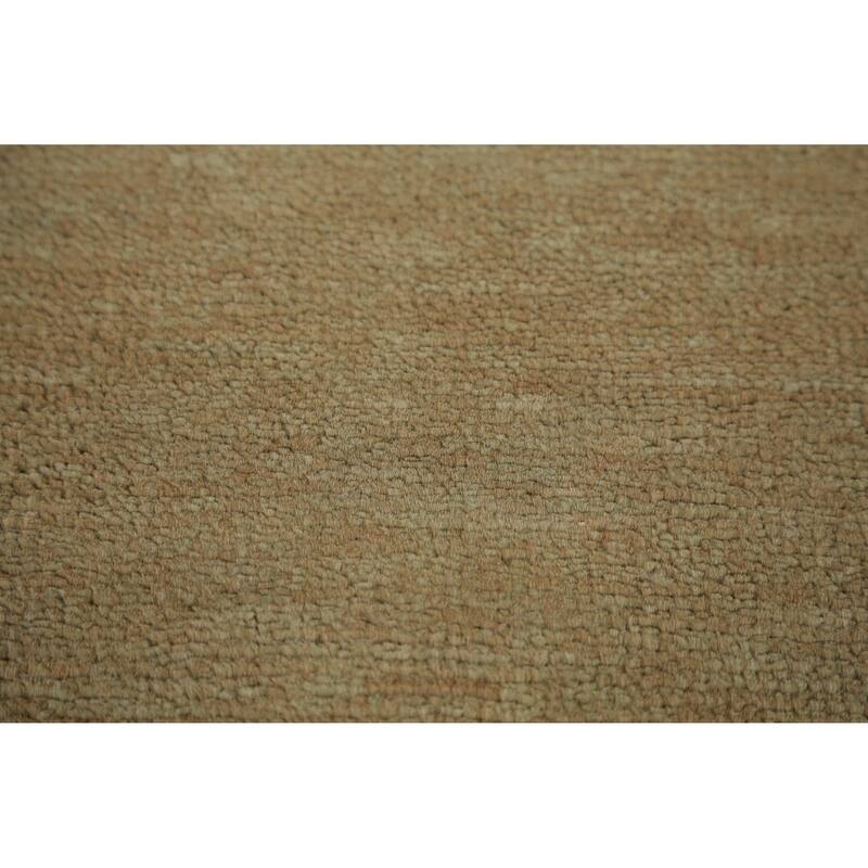 Hand Knotted Oriental 100% Wool Carpet Modern Solid Green Gabbeh Runner Rug - 10' 1'' X 3' 0''