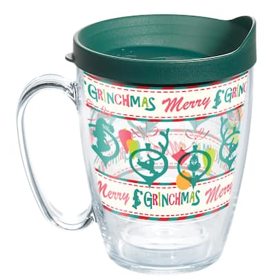 Tervis Dr. Seuss Grinch Christmas Holiday Pattern Made in USA Double Walled Insulated Travel Tumbler, Classic - 16oz Mug