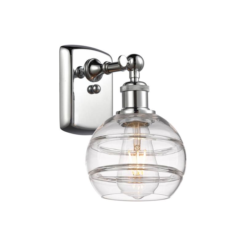 Innovations Lighting 516-1W-9-6 Rochester Sconce Rochester 9" Tall - Polished Chrome / Clear