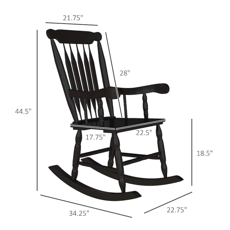 Outsunny Outdoor Wood Rocking Chairs Set of 2, 350 lbs. Porch Rockers with High Back for Garden, Patio, Balcony, White