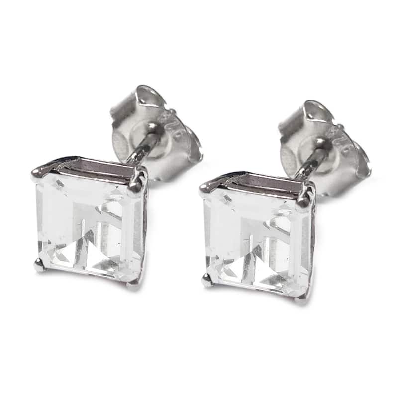 925 Sterling Silver White Topaz Studs Earrings
