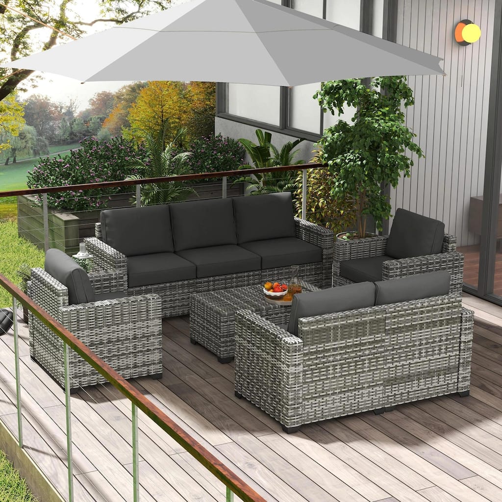 Patio Furniture Set, Cushions, Sofa, Loveseat, Storage Table