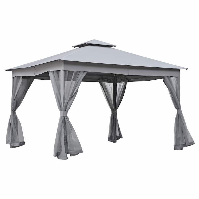 Roomfitters 10x12 FT Outdoor Gazebo with Double Roofs, Patio Canopy and Mosquito Netting for Backyard, Garden, Lawn