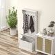 preview thumbnail 34 of 33, HOMCOM 28" 3-In-1 Entryway Hall Tree with Storage Bench, Coat Rack with Four Hooks and Shoe Storage, Gray