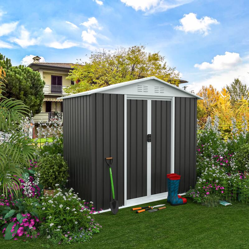 Rust-roof Steel Storage Shed with Waterproof Panels & Sliding Lockable Door Garden Shed Pet Shed Tool Shed