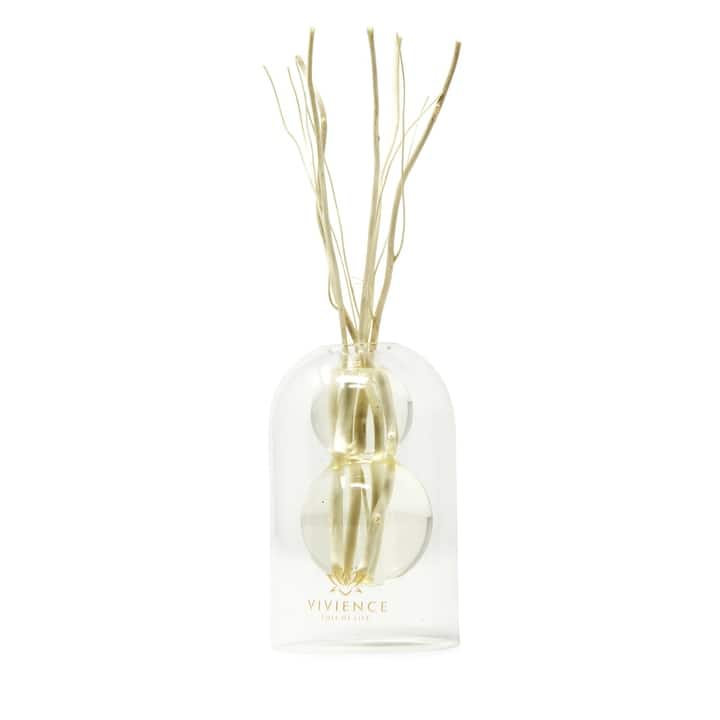 Clear Reed Diffuser With White Circular Inlay, "Lily Of The Valley" Scent