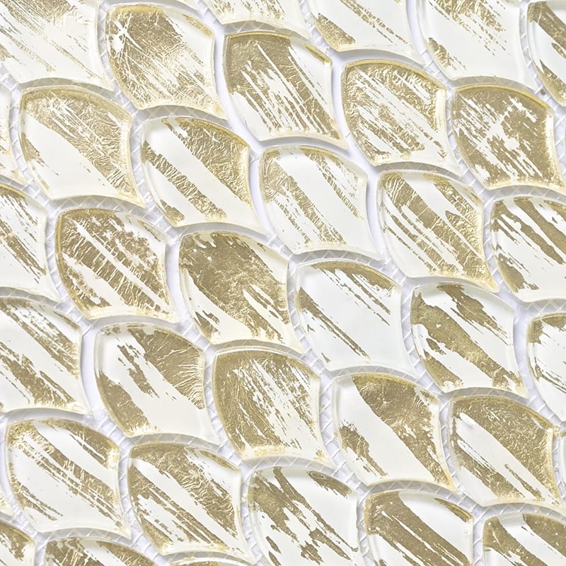Apollo tile 11" x 11" Majeste Glossy Gold White Glass Tile (8.48 sq ft/case) - 10 Pack