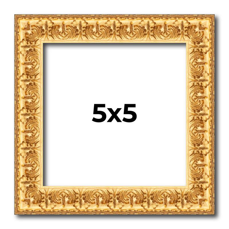5x5 In Frame Gold Real Wood Picture Frame Width 1 inches | Interior