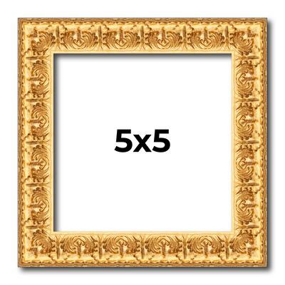 5x5 In Frame Gold Real Wood Picture Frame Width 1 inches | Interior