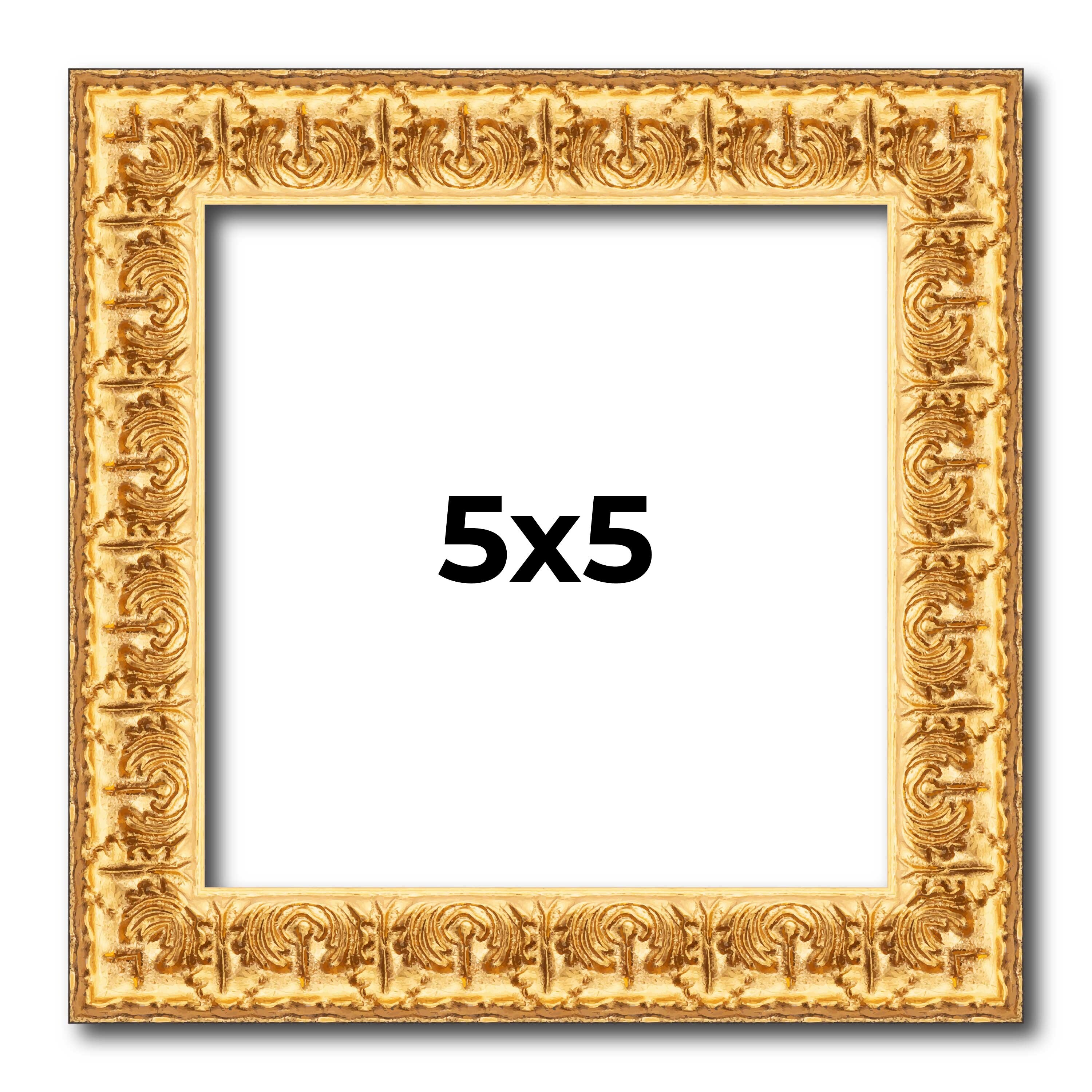 5x5 In Frame Gold Real Wood Picture Frame Width 1 inches | Interior