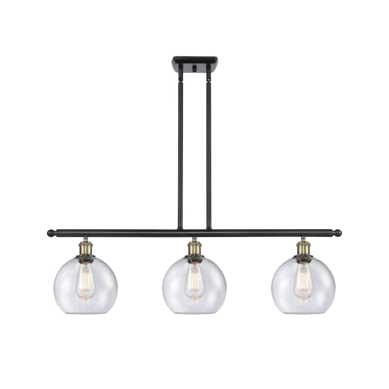 Innovations Lighting Athens 3 Light 36" Island Light - 8" Shade - Black Antique Brass/Seedy