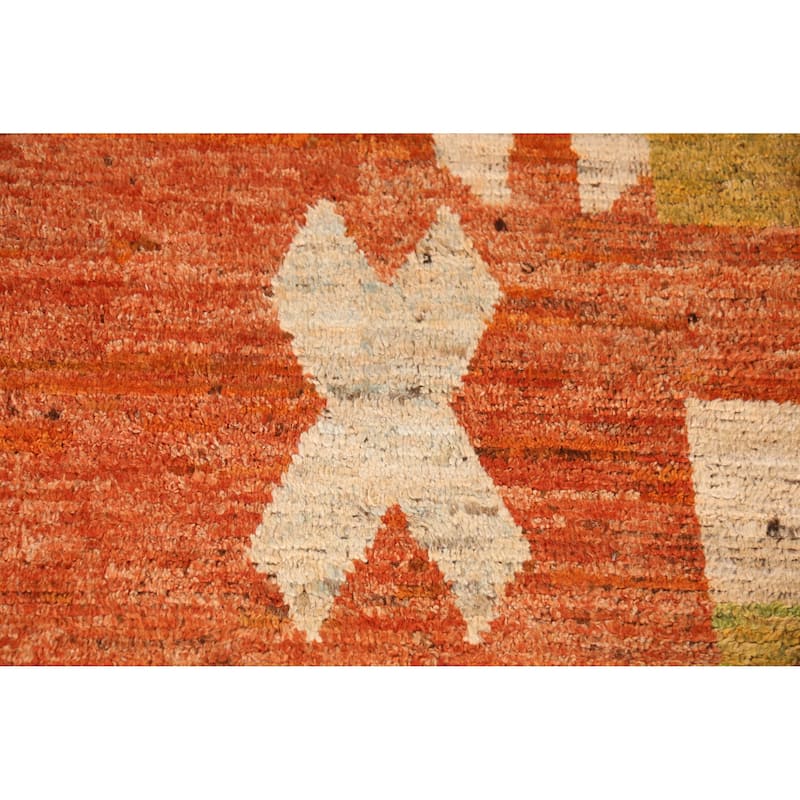 Orange Geometric Moroccan Oriental Large Rug Handmade Wool Carpet - 10'4" x 13'8"