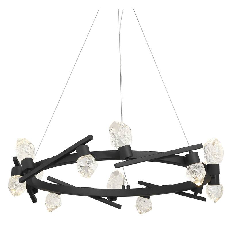 Kovacs P1537-L Kosmyc 12 Light 33" Wide LED Ring Chandelier with Rock - Sand Black
