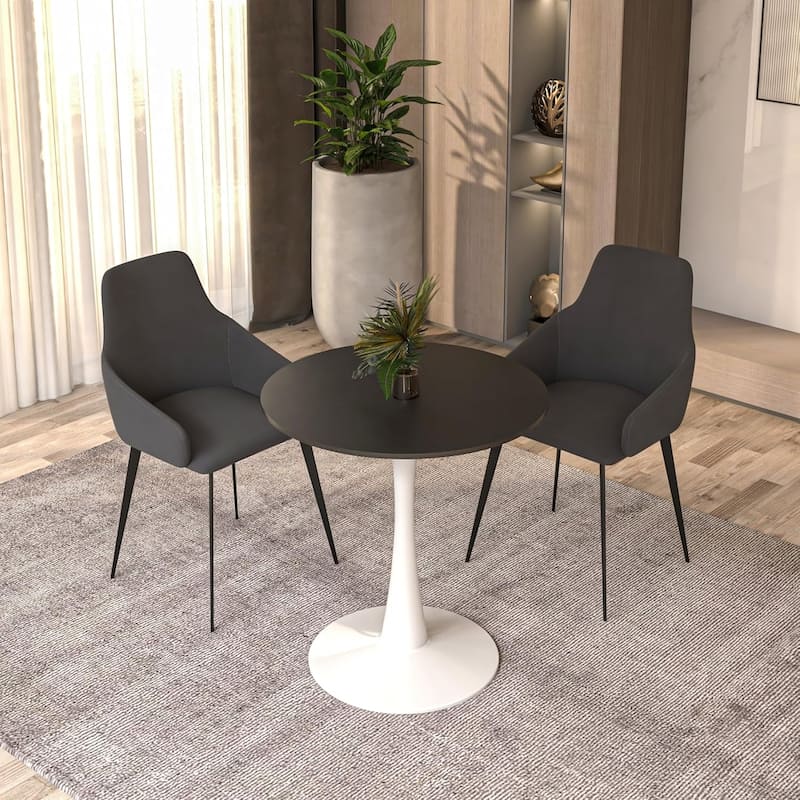 Bristol 24" Round Dining Table, Modern Pedestal Base Kitchen Table - Sintered Stone/MDF Top for Kitchen & Small Spaces