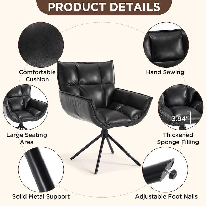 Faux Leather Upholstered Swivel Club Chair Accent Armchair (Set of 2)