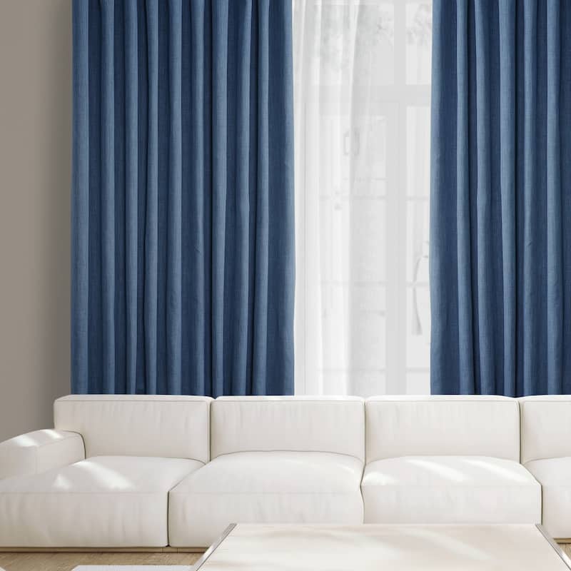 Exclusive Fabrics Faux Linen Extra Wide Room Darkening Curtains Panel - Versatile Privacy Drapery for Wide Windows (1 Panel)