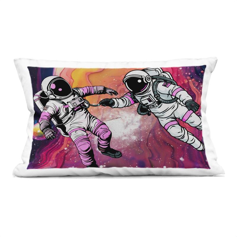 Stupell Astronauts & Bright Nebula Decorative Printed Throw Pillow Design by Jesse Keith - Accent - Polyester - Pink - Single