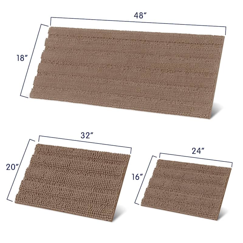 Subrtex Super Soft Absorbent Braided Bathroom Mats Chenille Bath Rugs