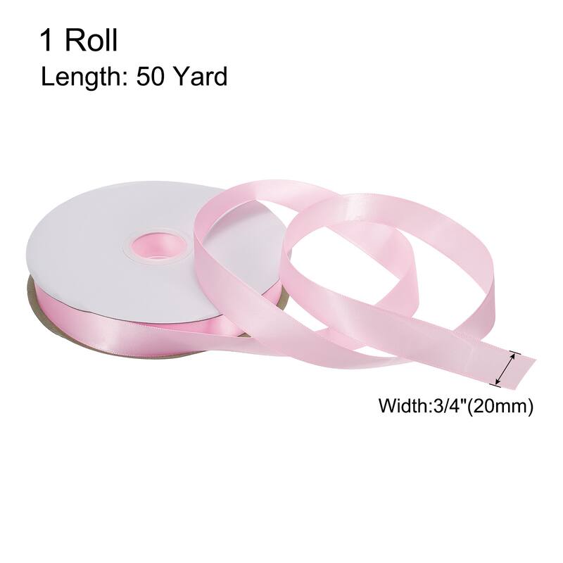 Satin Ribbon Grosgrain Valentine Solid Double Face Wedding Ribbon - Light Pink - 3/4" x 50 Yard