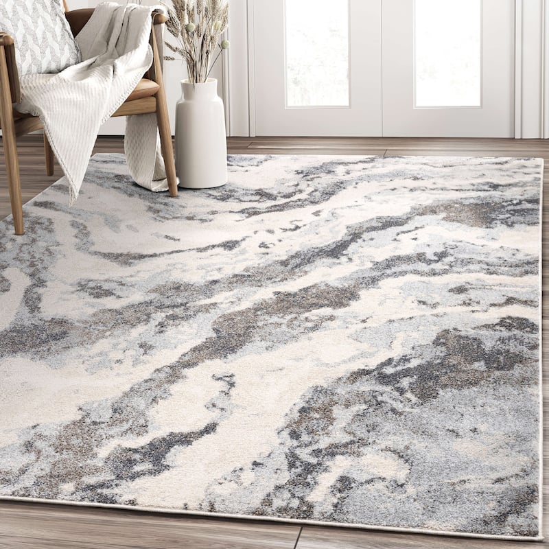 Abani Rugs Sahara SAH100A Greige Grey Abstract Mountain Area Rug - 4' x 6' - Beige