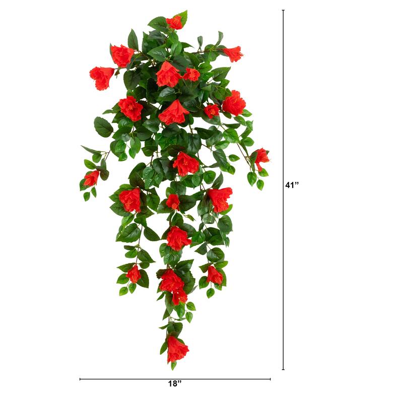 41-in UV Resistant Artificial Hibiscus Hanging Plant - Set of 2