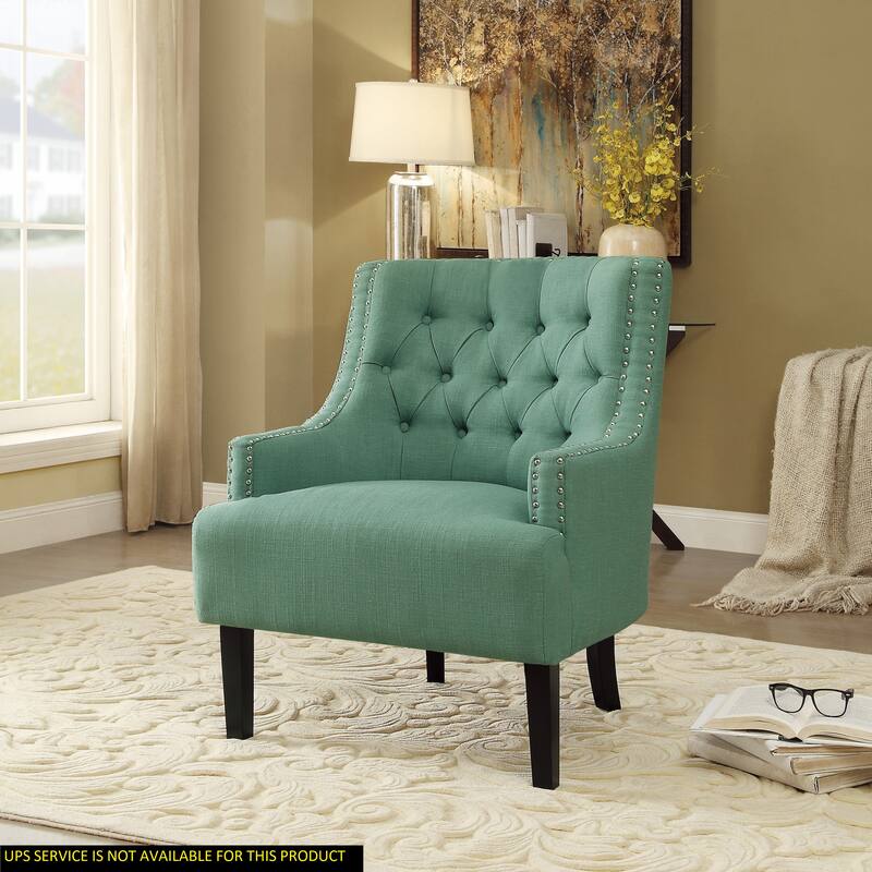 Modern Traditional Chenille Accent Chair with Nailhead Trim