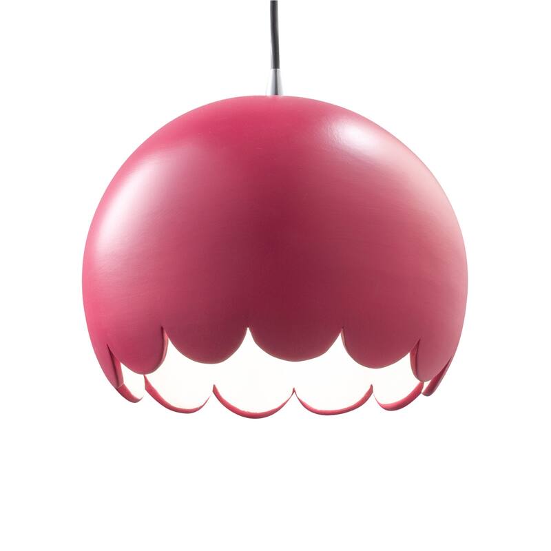 Justice Design Group Radiance Polished Chrome Scallop Ceramic Pendant - LED - Cerise