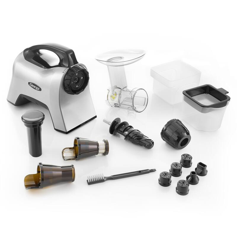 Omega Cold Press Masticating Horizontal Juicer with Nutrition System, 200W Low-Speed 3-Stage Augur