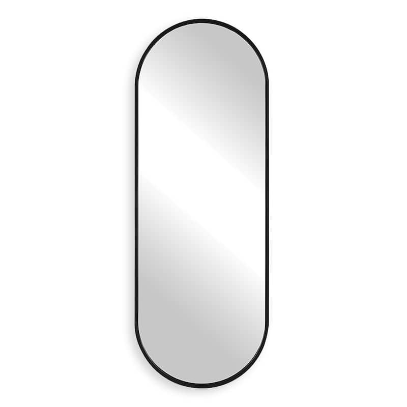 Tall Iron Framed Oval Vanity Mirror - 60" - Black