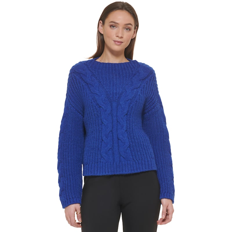 DKNY Oversized Cable Knit Sweater - Deep Cobalt - XS