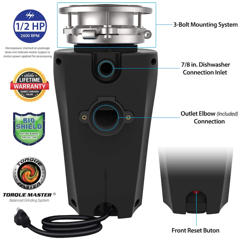 Eco Logic Continuous Feed Garbage Disposal for Kitchen Sinks